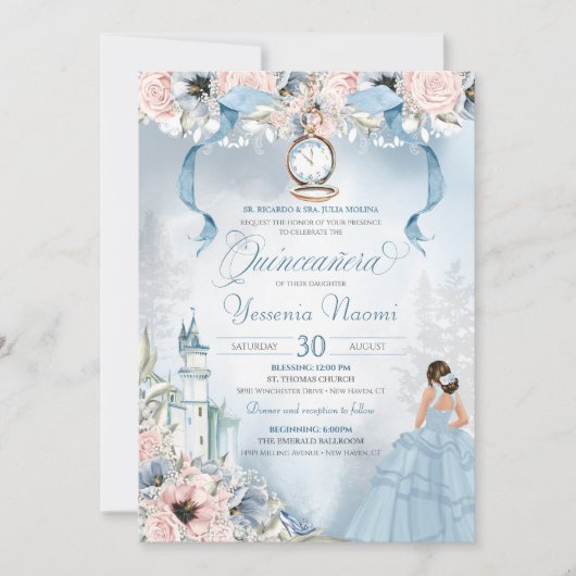 Cinderella Fairy-verhaal Princess Castle Quinceane Kaart (Voorkant)