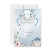 Cinderella Fairytale Elegant Blue Pink Quinceanera