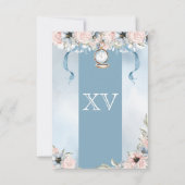 Cinderella Fairytale Elegant Blue Pink Quinceanera RSVP Kaartje (Achterkant)