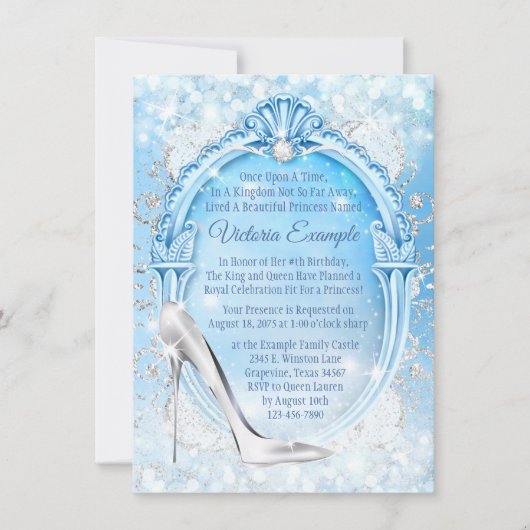 Cinderella Glass Slipper Quinceanera Kaart (Voorkant)