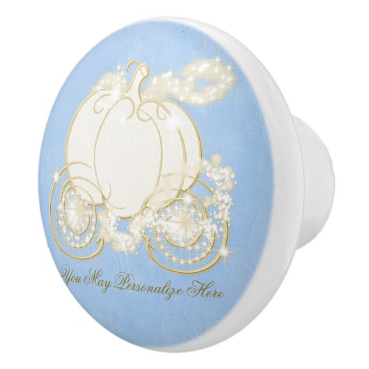 Cinderella Gold Pumpkin Carriage Blue Princess Keramische Knop (Rechts)
