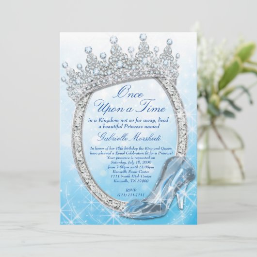 Cinderella Invitation, Princess Invitation Kaart (Staand voorkant)