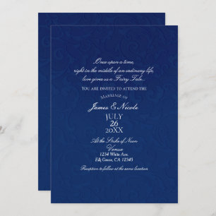 Cinderella Navy Blue Elegant Storybook Weddenschap Kaart