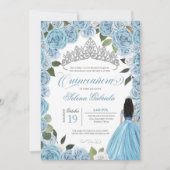 Cinderella Princess Ball Blue Rozen V2 Quinceanera Kaart (Voorkant)