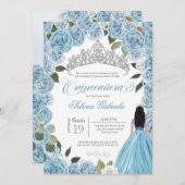 Cinderella Princess Ball Blue Rozen V2 Quinceanera Kaart (Voorkant / Achterkant)