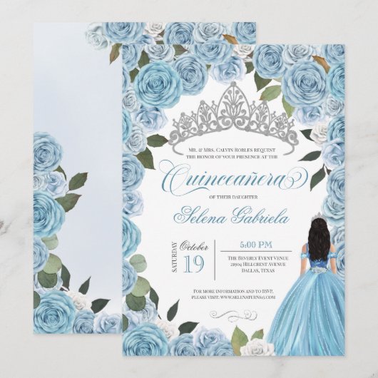 Cinderella Princess Ball Blue Rozen V2 Quinceanera Kaart (Voorkant / Achterkant)