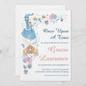 Cinderella princess birthday invitations kaart (Voorkant / Achterkant)