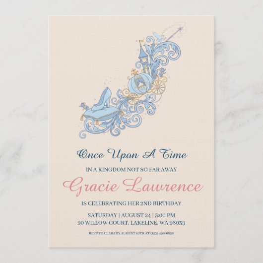 Cinderella princess birthday invitations kaart (Voorkant)