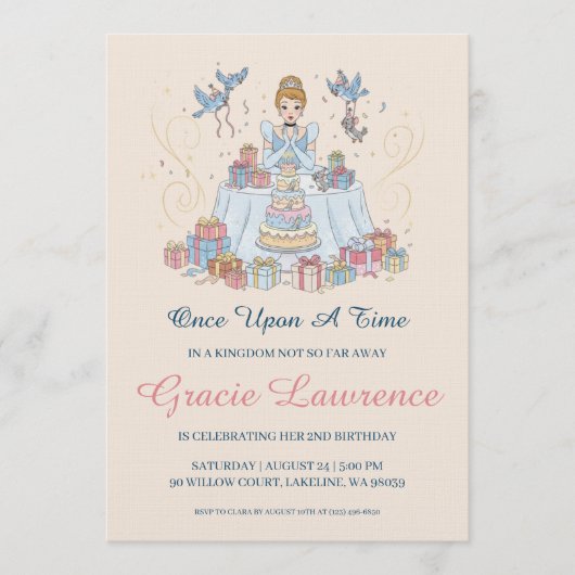 Cinderella princess birthday invitations kaart (Voorkant)