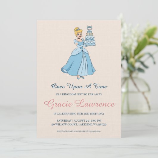 Cinderella princess birthday invitations kaart (Staand voorkant)