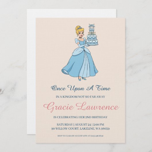 Cinderella princess birthday invitations kaart (Voorkant / Achterkant)