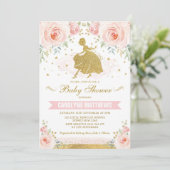Cinderella Princess Blush Floral Girl Baby shower Kaart (Staand voorkant)