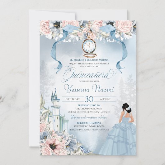 Cinderella Princess Castle Fairy Tale Quinceanera Kaart (Voorkant)