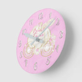 Cinderella Princess Sparkle Carriage Pink Custom Ronde Klok (Hoek)