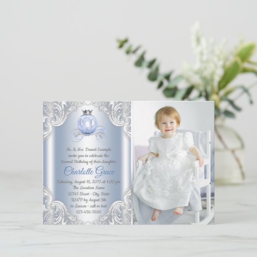 Cinderella Prinses Verjaardag Uitnodiging (Staand voorkant)