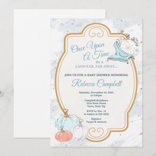 Cinderella Pumpkin-Baby shower - Uitnodiging (Voorkant / Achterkant)