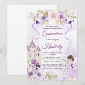 Cinderella Purple Floral Princess Quinceanera Kaart (Voorkant / Achterkant)