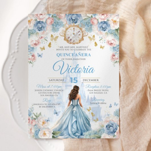 Cinderella Quinceañera Uitnodiging Prinses Jurk