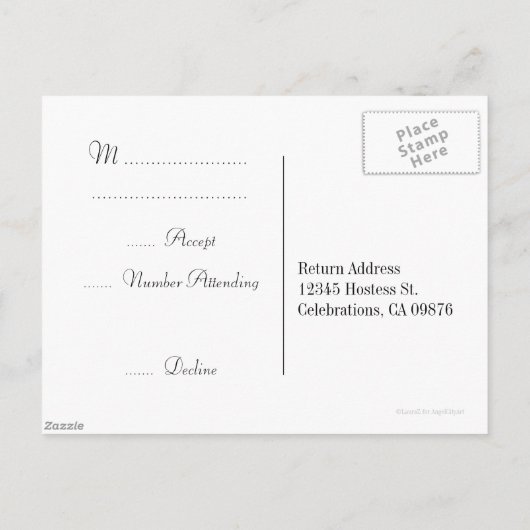 Cinderella Slipper Aangepaste RSVP-Briefkaarten Uitnodiging Briefkaart (Achterkant)