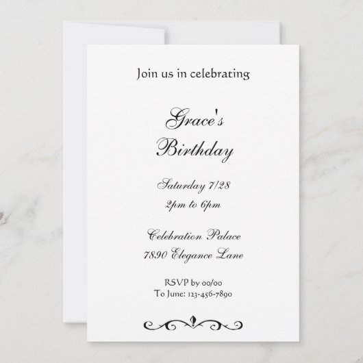 Cinderella Slipper Aangepaste Verjaardag Uitnodigi Kaart (Achterkant)