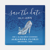 Cinderella Slipper Blue Quinceanera Save the Date Magneet (Voorkant)