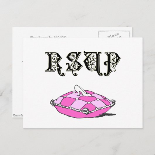 Cinderella Slipper Custom RSVP Response Briefkaart (Voorkant / Achterkant)