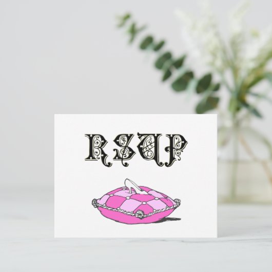 Cinderella Slipper Custom RSVP Response Briefkaart (Staand voorkant)