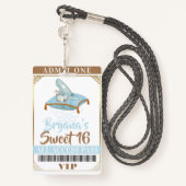 Cinderella Slipper Princess Sweet 16 VIP Pass Badge (Achterkant met draagriem)