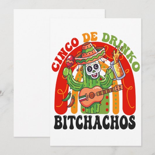 Cindo De Drinko Bitchachos Grappige Cindo De Mayo Save The Date (Voorkant / Achterkant)