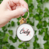 Cindy Artistic Name Design met Hearts Sleutelhanger (Hand)