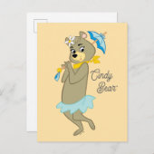 Cindy Beer Holding Parasol Briefkaart (Voorkant / Achterkant)