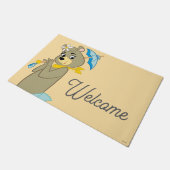 Cindy Beer Holding Parasol Deurmat (Schuin)