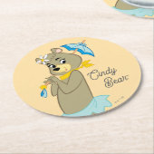 Cindy Beer Holding Parasol Ronde Kartonnen Onderzetter (Gebogen)