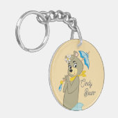 Cindy Beer Holding Parasol Sleutelhanger (Voorkant Links)