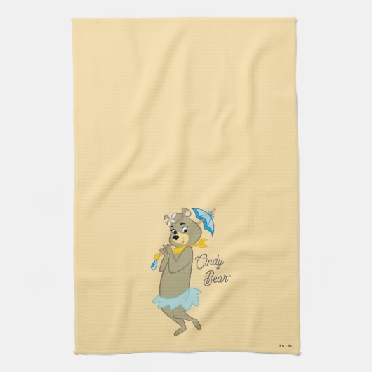 Cindy Beer Holding Parasol Theedoek (Verticaal)