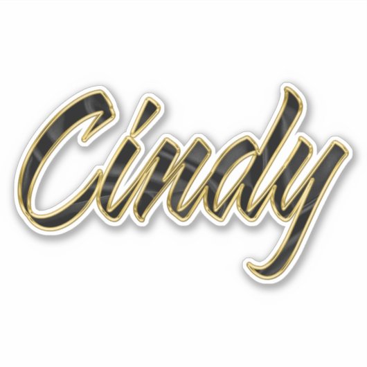 Cindy black gold Lettering Aufkleber Sticker (Voorkant)