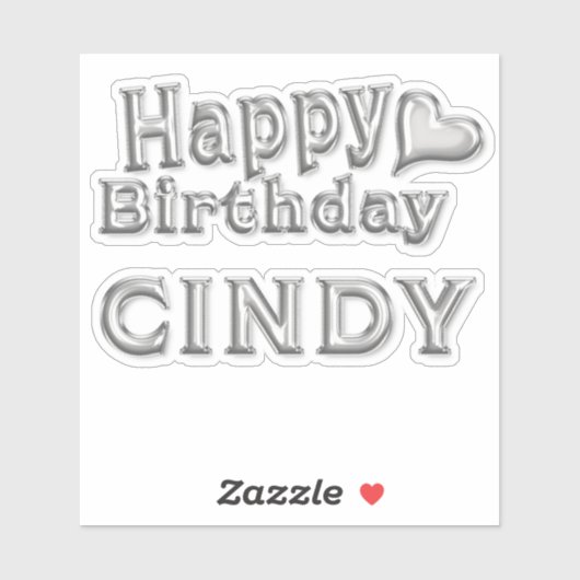 Cindy Happy Birthday silver Aufkleber Sticker (Vel)