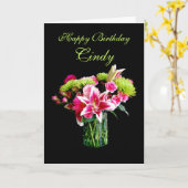 Cindy Happy Birthday, Stargazer Lily Bouquet Kaart (Gele Bloem)