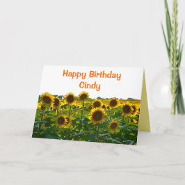Cindy Happy Birthday Zonnebloemenveld Kaart