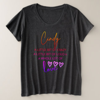 Cindy kleurrijke liefde grote maat t-shirt