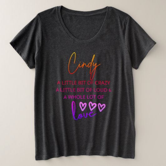 Cindy kleurrijke liefde grote maat t-shirt (Design voorkant)