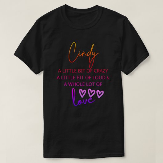 Cindy kleurrijke liefde t-shirt (Design voorkant)