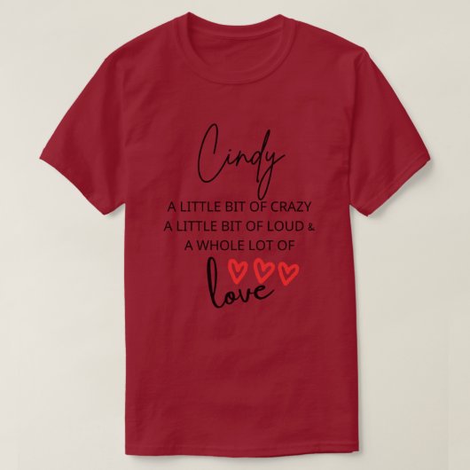 Cindy kleurrijke liefde t-shirt (Design voorkant)