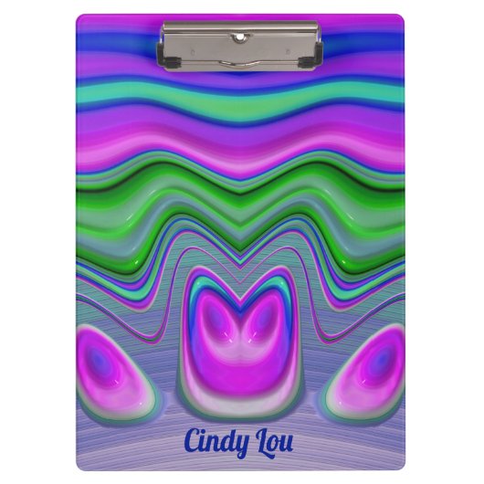 CINDY LOU ~ 3D! Roze, Paars, groen, blauw Klembord (Voorkant)