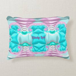 CINDY LOU ~BUCKLED UP ~ Aqua Pink White Fractal ~ Accent Kussen