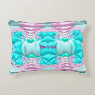 CINDY LOU ~BUCKLED UP ~ Aqua Pink White Fractal ~ Accent Kussen