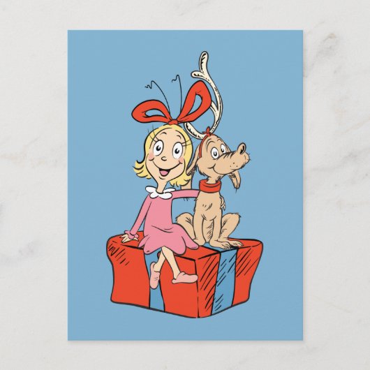Cindy Lou Who and Max on a Present Briefkaart (Voorkant)