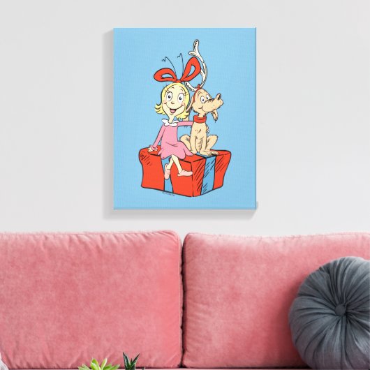 Cindy Lou Who and Max on a Present Canvas Afdruk (Insitu (Woonkamer))