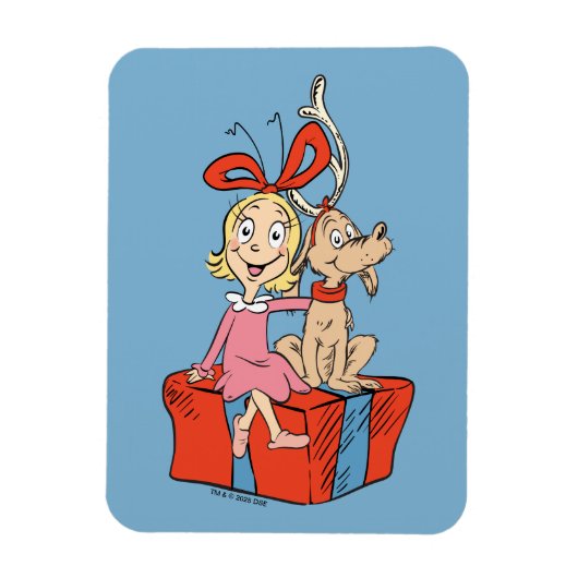 Cindy Lou Who and Max on a Present Magneet (Verticaal)