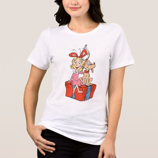 Cindy Lou Who and Max on a Present Tri-Blend Shirt (Voorkant)